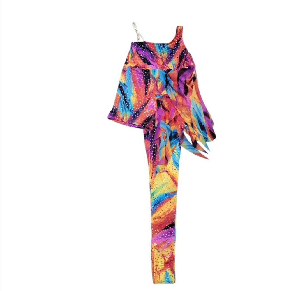 Costume Gallery Acro Jazz  Dance Competition Outfit Unitard Colorful Adult Small